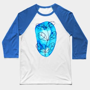 Blue Watercolor Plant Baseball T-Shirt